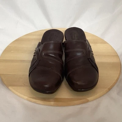 Clarks Zapatos Bendables Mujer 10 M Zuecos Mules Cuña Sin Cordones Cuero Marrón Foto 1 de 4