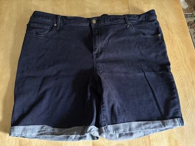 Pantalones Cortos de Jean Ava & Viv Bermudas Lavado Oscuro Puños Elastizados Eléctricos Talla 24W Foto 1 de 4