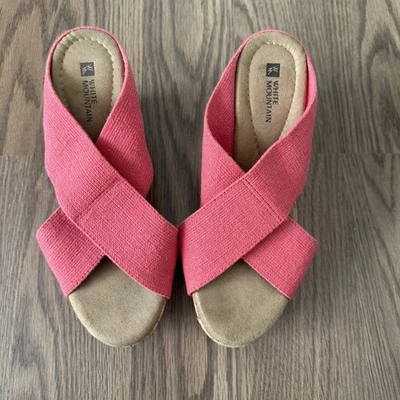 Cuñas de corcho coral montaña blanca | Sandalias de cuña de verano de 4” para mujer | 8,5 M  Foto 1 de 4