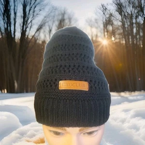 Unisex Knitted Skull Slouchy Baggy Beanie Oversize Winter Hat Ski Cap Dark Blue - Picture 1 of 6