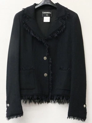 Chanel Tweed Jacket Black Size 40 Elegant Classic Women's Blazer - Image 1 of 4