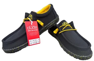 Hey Dude Wally Sox Men’s Ship-on Shoe Color Black/Yellow Size M10 - Picture 1 of 4