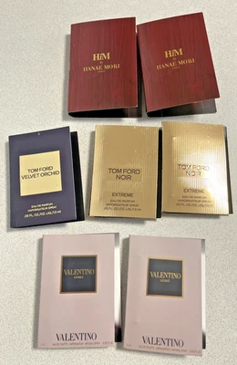 MIXED LOT Perfume SAMPLES Tom Ford Noir Velvet Valentino Uomo Him Hanae Mori - Image 1 of 4