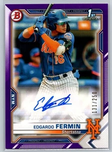 2021 Bowman #PAPR-EF Edgardo Fermin Prospect Autographs Purple #/250 - Picture 1 of 2