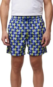 Psycho Bunny Colchester Swim Trunks Men's M Blue Multi Geo Lightweight $98 NWT - Picture 1 of 10