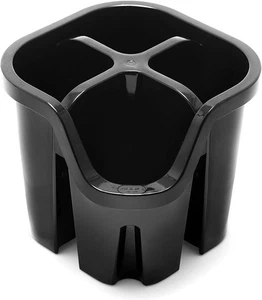 Addis Cutlery Utensil Drainer Caddy with 4 Compartments, Black, 14 x 14 x 13 - Picture 1 of 6