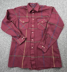 Vintage Van Heusen Winterweights Flannel Button Up Shirt Mens Medium Striped Red - Picture 1 of 11