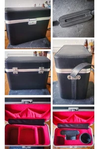 Vintage Hinomoto Black Camera Case W/ Red Lining. No Key. Made In Japan PLU:G9 - Picture 1 of 9