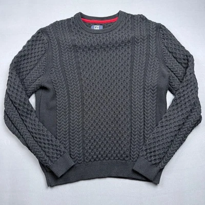 Mens Cutter & Buck Gray Knit Cable Knit Sweater Crewneck Large - Image 1 of 3