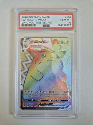 PSA 10 Pikachu VMAX 188/185 Rainbow Secret Rare Vivid Voltage Pokémon GEM MINT - Image 1 of 2