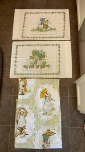 Vintage Springmaid Holly Hobbie American Greetings Twin Flat Bedsheet pillowcase - Picture 1 of 3