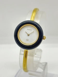[Ecc+5] Orologio Gucci 11/12 Cambio Lunetta Quarzo Quadrante Bianco Cassa Oro Donna Usato - Foto 1 di 12