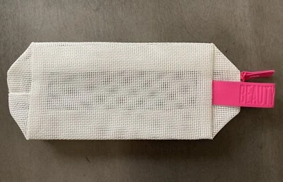 Estuche de viaje cosmético de malla con cremallera Beautycounter bolsa en blanco/rosa Foto 1 de 4