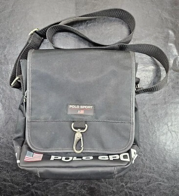 Polo Sport Ralph Lauren Bag Messenger Crossbody Shoulder Black Vintage 90s Y2K - Image 1 of 4