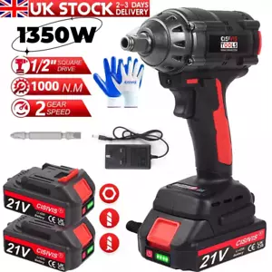 1000Nm 1/2" Cordless Electric Impact Wrench Drill Gun Ratchet Driver 2 Batteries - Picture 1 of 11