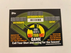 2015 Topps Babe Ruth's Call Your Shot Game Expired Entry Card Unscathed photos!