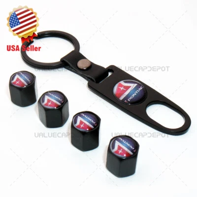 Válvulas de pneu de roda de carro universal hastes de poeira tampas de ar chaveiro logotipo Pontiac emblema - Imagem 1 de 4