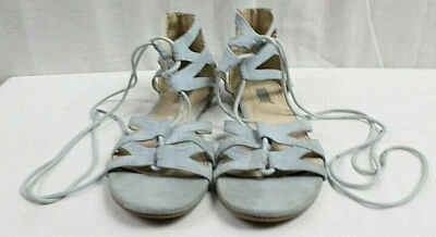 FOREVER 21 ЖЕНЩИН ПЛОСКИЙ РЕМЕШКАМИ С ОТКРЫТЫМ НОСКОМ САНДАЛИИ РАЗМЕР 7 СРЕДНИЙ СВЕТЛО-СИНИЙ  - Изображение 1 из 3