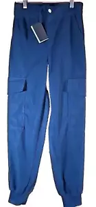 NWT Area Stars Black Elastic Bottom Waffled Knit Pull on Casual Cargo Pants XS - Picture 1 of 4