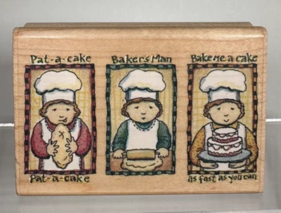 Stampington & Company ~ K5267 Pat-A-Cake Bakers Hombre Hornear Sello de Goma ~ P2 Foto 1 de 2