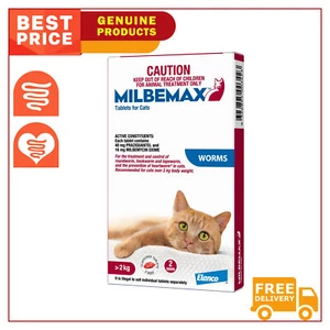 Milbemax Allwormer Cat Worm treatment 2 Tablets for Large Cats Over 2 Kg - Picture 1 of 2