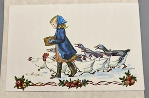 Vintage Rare Tasha Tudor Christmas New Year Card NOS Heritage No. 449 Art Guild - Foto 1 di 7