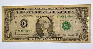 1993 STAR NOTE $1 DOLLAR BILL ( ATLANTA F )  7 Digits. F1918F*. Our T8134 - Picture 1 of 8