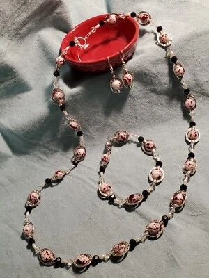 Nuevo Juego de Pendientes Collar 18" con Cuentas de Vidrio y Acrílico Color Turquesa #N2353 Foto 1 de 4