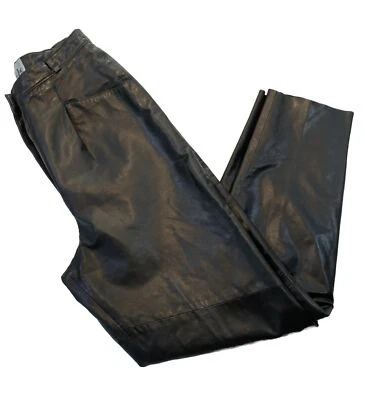Pantalones Vakko de cuero negro cintura alta pantalones talla 8 limpios profesionalmente Foto 1 de 4