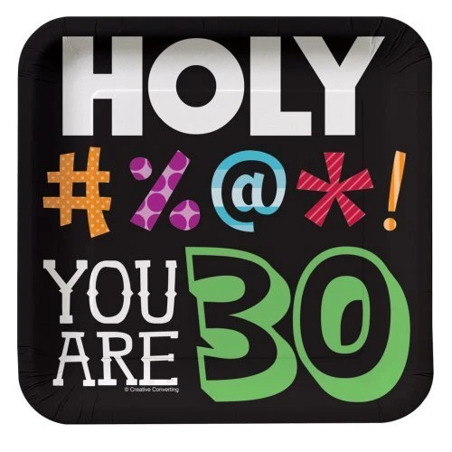 Holy Bleep You're 30 Over the Hill 30th Birthday Party 7" Square Dessert Plates - Image 1 of 1