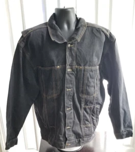 NOIZ Men's Heavy  black Denim Button Jean Jacket Urban Hip Hop Style - Size XL - Picture 1 of 4