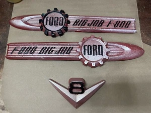 1955 1956 Ford Truck Big Job F-800 Hood Emblems 16703-A 16702-A Set 55 56 - Picture 1 of 6