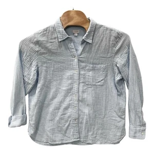 Camicia J Crew donna XXL blu pastello cotone garza con bottoni manica lunga - Foto 1 di 6