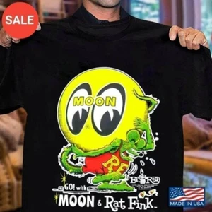 MoonEyes Go! With Moon T-Shirt Rat Fink Eyeball Cotton T-Shirt Men Women S-3XL - Picture 1 of 11