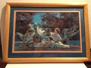 MAXFIELD PARRISH "THE LUTE PLAYERS" FRAMED & MATTED PRINT - Picture 1 of 13
