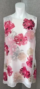 Calvin Klein Damen klein Lagenlook transparent ärmellos rosa Blumen Tank Tunika gebraucht, in einwandfreiem Zustand - Bild 1 von 10