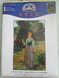 LARGE BRAND NEW DMC DECO COUNTED CROSS STITCH KIT. 'COUNTRY GIRL'. - Picture 1 of 2