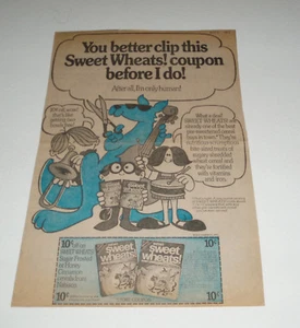 1972 Nabisco Sweet Wheats cereal box newspaper ad - Picture 1 of 1