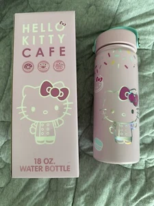 New Hello Kitty Cafe 50th Anniversary Pink Water Bottle Thermos Thermal 18 oz - Picture 1 of 1