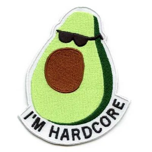 Gangster Avocado I'm Hardcore Embroidered Iron On Patch - Picture 1 of 2