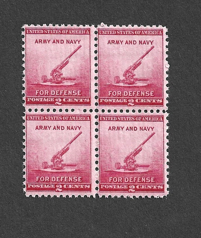 US STAMP 900 ANTI AIRCRAFT GUN 2c RED Block Of 4 MINT NH OG 1940 FREE SHIP - Image 1 of 1
