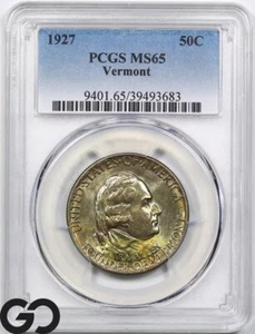 1927 Vermont Commemorative Half Dollar, PCGS MS-65 ** Beautiful Toning! - Picture 1 of 5