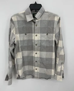 Roots Canada Shirt Mens Small Gray White Plaid Flannel Long Sleeve Button Up - Picture 1 of 7