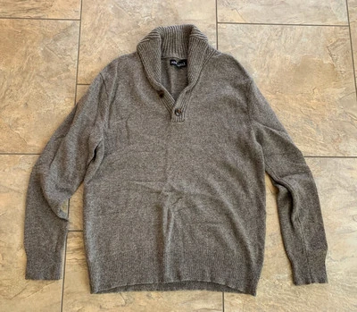 J Crew Mercantile Wool Blend Men’s Medium Cowl Neck Sweater 1/4 Button Brown  - Image 1 of 4