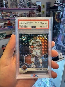 2021-22 Panini Mosaic World Cup Nuno Mendes Rookie Genesis Psa 10 SSP Portugal - Picture 1 of 2