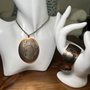 Reed & Barton Damaszener lange Halskette & Armband Set Sonnenblumen Vintage - Bild 1 von 13