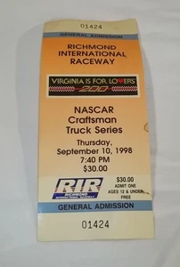 1998 NASCAR Craftsman Truck Series Richmond VA Unused Ticket - Picture 1 of 2