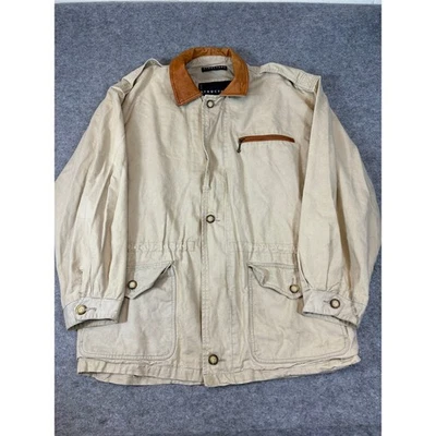 VINTAGE Structure Jacket Mens Large Beige Full Zip Utility Workwear Retro 90s - Image 1 of 4