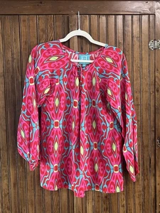 Womens Medium Escapada Living Pink Top Beaded Tassels - Picture 1 of 9