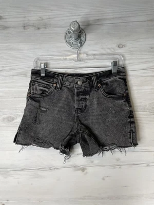 Pantalones Cortos Express Para Mujer 0 Negro Novio Midi Tiro Bajo Denim Envejecido Dobladillo Crudo Foto 1 de 4